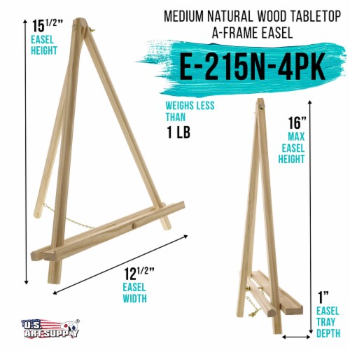 16  Natural Wood Display Stand A-Frame Artist Easel, 4 Pack - Adjustable Wooden Stand Perspective: back