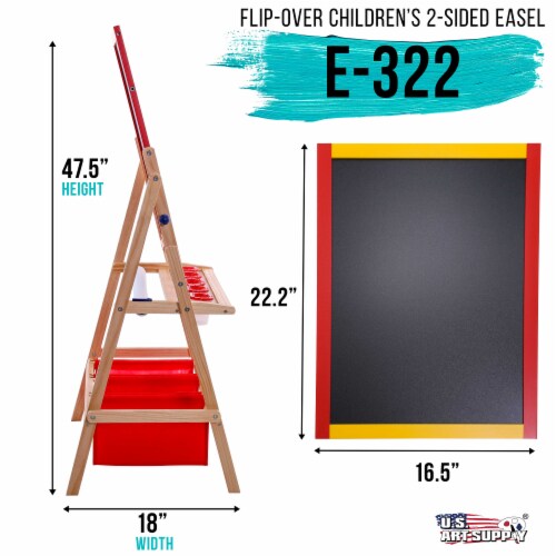Flip-Over Children's Double-Sided Paint & Drawing Art Easel with Chalkboard, Dry Erase Board Perspective: back