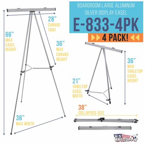 66  Classroom Aluminum Flipchart Display Easel and Presentation Stand (Pack of 4) Perspective: back