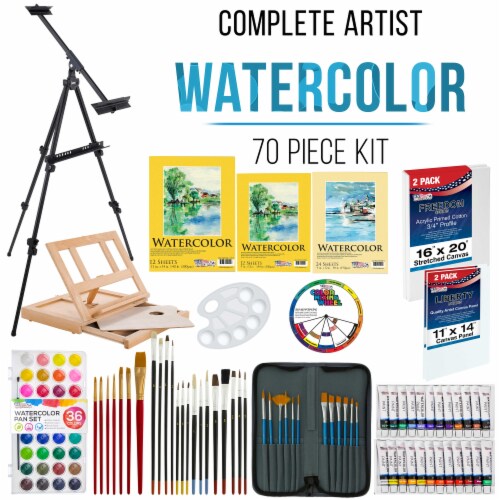 US Art Supply 133pc Deluxe Artist Painting Set with Aluminum and Wood Easels