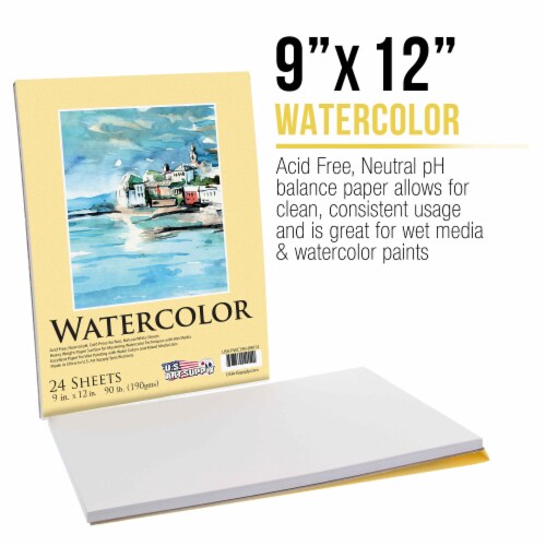 9  x 12  Extra Heavy-Weight Watercolor Paper Pad, 24 Sheets, 90 Pound (190gsm) - 2 Pads Perspective: back