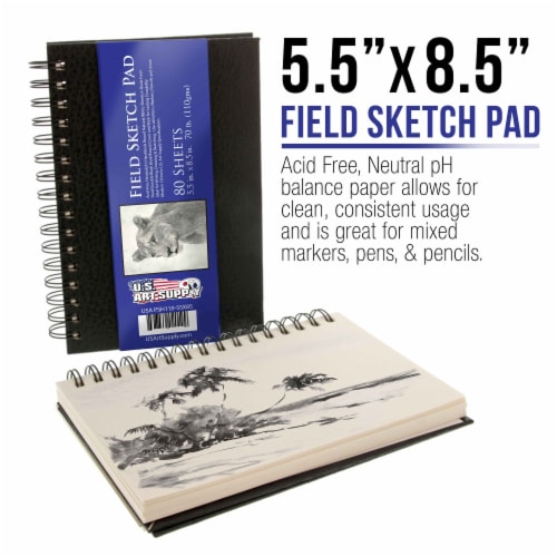 5.5  x 8.5  Premium Hardbound Field Sketch Pad, 70 Pound (110gsm), Book of 80-Sheets (2 Pads) Perspective: back