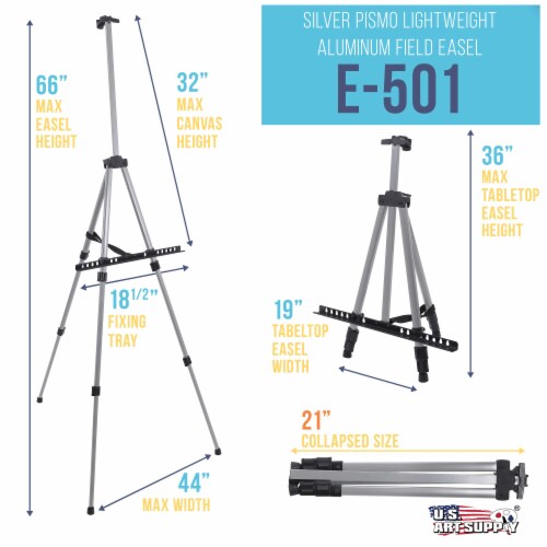 66  Aluminum Tripod Artist Field & Display Easel Stand - Adjustable Height 20  to 5.5 ft Perspective: back