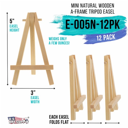 5 Mini Wood Display Easel (12 Pack), A-Frame Artist Tripod Easel