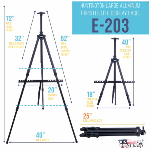 72 Inch Aluminum Tripod Artist Field & Display Easel Stand Adjustable Height 25 to 6 Feet, 72