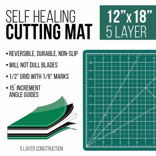 12  x 18  Green/Black Self Healing 5-Ply Double Sided Durable Non-Slip PVC Cutting Mat Perspective: back