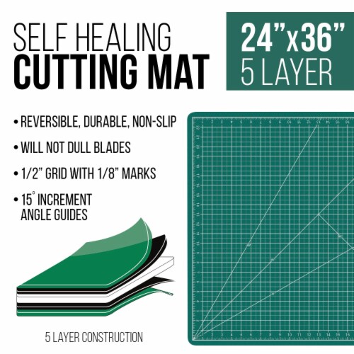 24  x 36  Green/Black Self Healing 5-Ply Double Sided Durable Non-Slip PVC Cutting Mat Perspective: back