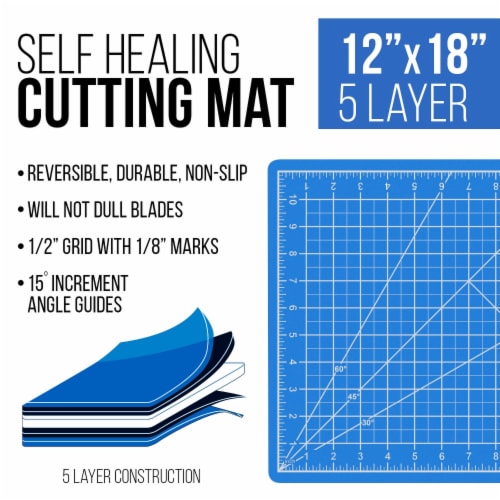 12  x 18  Pink/Blue Self Healing 5-Ply Double Sided Durable Non-Slip PVC Cutting Mat Perspective: back