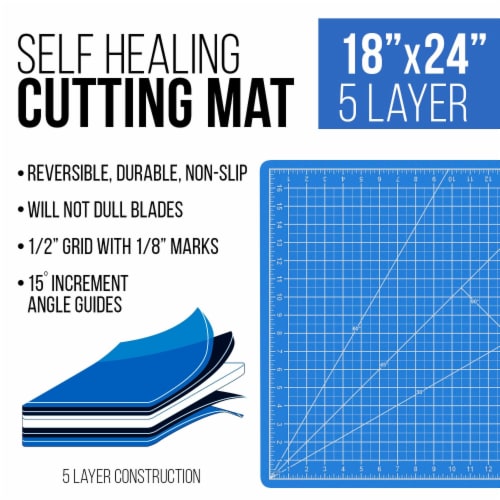 18  x 24  Pink/Blue Self Healing 5-Ply Double Sided Durable Non-Slip PVC Cutting Mat Perspective: back