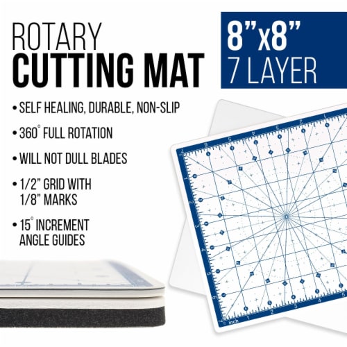 8  x 8  Rotary White/Blue Self Healing 7-Layer Durable Non-Slip PVC Cutting Mat Perspective: back