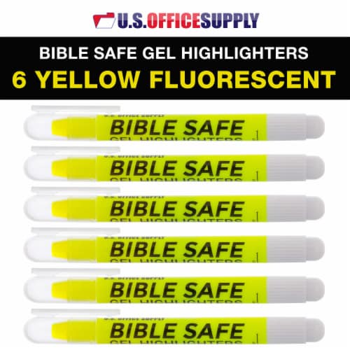 Bright Neon Fluorescent Yellow Twist-Up Bible Safe Gel Highlighter Markers- 6 Pack Perspective: back