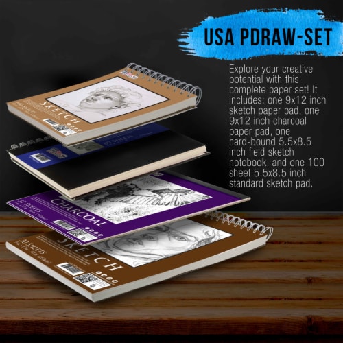 Sketching and Drawing Paper Pad Set - 5.5 x 8.5 & 9 x 12 Sketch, Draw,  Charcoal, Drawing Paper Set - Kroger