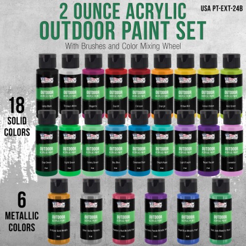 24 Color Outdoor Acrylic Paint Set - 2 fl. Oz. Flip Top Bottles