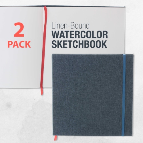 8.5  x 8.5  Linen-Bound Watercolor Sketchbook, 76 Sheets, 110 lb - Cold-Pressed - 2 Pack Perspective: back