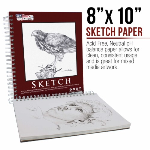 8  x 10  Side Spiral Bound Sketch Paper Drawing Pad, 100 Sheets, 60lb - 2 Pads Perspective: back