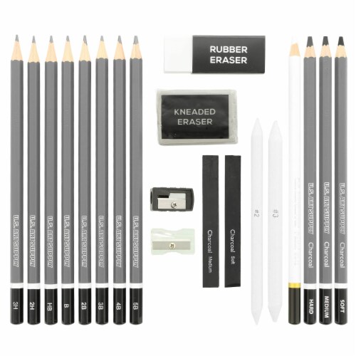 20-Piece Artist Sketch Set with Storage Case - Sketch & Charcoal Pencils,  Stumps & Paper Pads, 20 Piece Sketch Set - Foods Co.