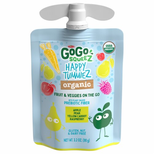 GoGo squeeZ Organic Apple Pear Yellow Carrot Raspberry Fruit & Veggies Pouches Perspective: back