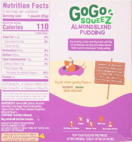 GoGo Squeez® Almond Blend Vanilla Pudding Perspective: back