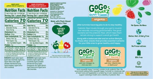 GoGo SqueeZ® Happy TummieZ Organic Fruit & Veggie Pouches Perspective: back