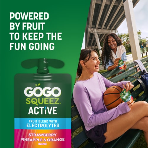GoGo squeeZ Active Fruit Blend with Electrolytes StrawberryPineapple Orange Perspective: back