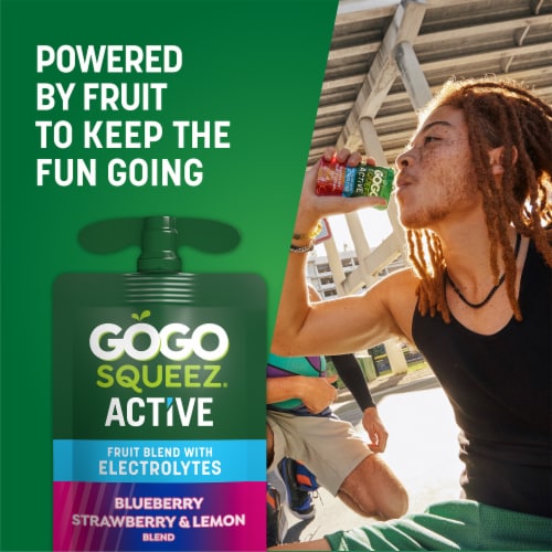 GoGo squeeZ Active Fruit Blend with Electrolytes, Blueberry Strawberry Lemon Perspective: back