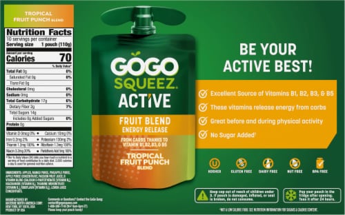 Gogo Squeez® Active Keep Up Tropical Fruit Punch Pouches Perspective: back