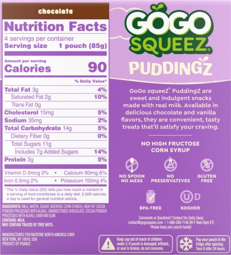 GoGo Squeez® Puddingz Indulgence Chocolate Pudding Pouches Perspective: back