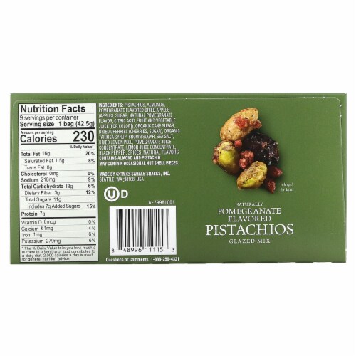 Glazed Mixes, Pomegranate Pistachio Almond, 1.5 oz Pouch, 18/Carton Glazed Mixes, Pomegranate Pistachio Almond, 1.5 oz Pouch, 18/Carton