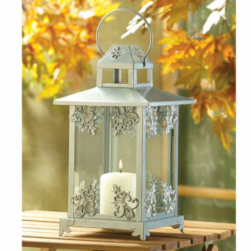 C. Alan 39891 Silver Scrollwork Candlelantrn Perspective: back