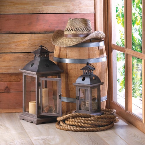 Home Locomotion Rustic Wood Lantern Perspective: back