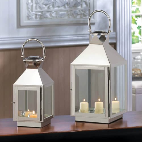 Home Locomotion Small Stainless Steel Candle Lantern Perspective: back