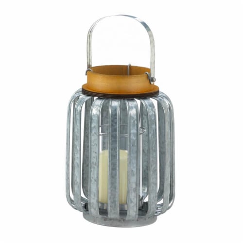 Gallery of Light 10018514 Large Galvanized Metal Lantern, Iron & Glass - MDF Wood Perspective: back