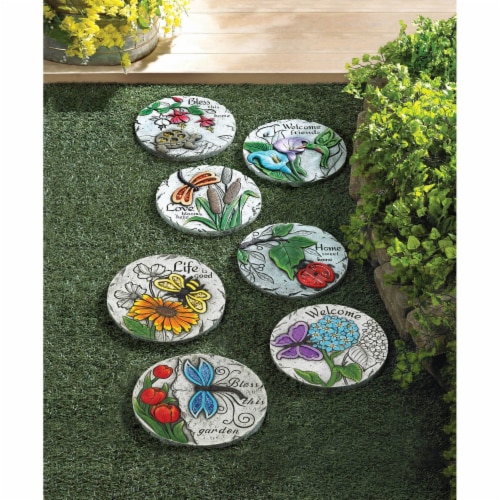 Summerfield Terrace 10018544 Love Blooms Here Stepping Stone, Cement Perspective: back