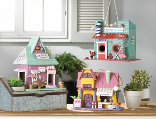 Songbird Valley Flamingo Paradise Birdhouse Perspective: back