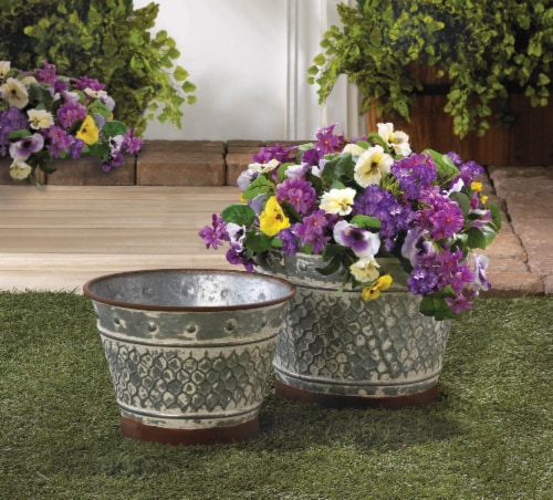 Summerfield Terrace 10018834 Metal Galvanized Planters Perspective: back