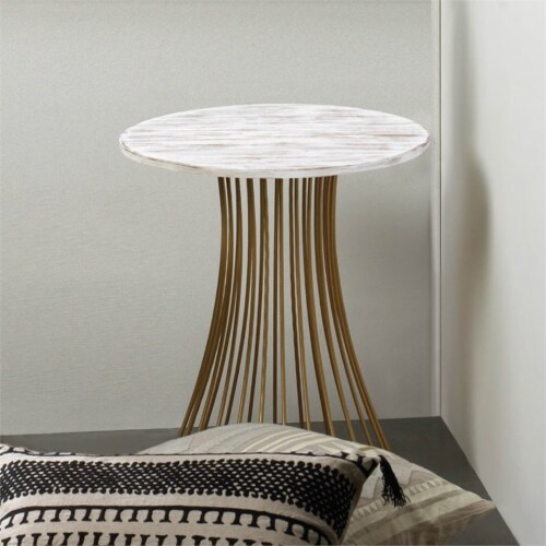 Zingz & Thingz Nikki Chu Santa Barbara Round Wooden Accent Table in Gold Perspective: back