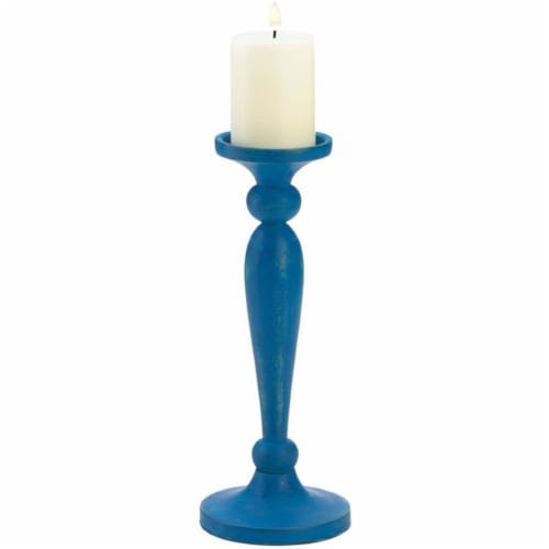 Zingz & Thingz Nikki Chu Cadiz Wooden Artisan Candleholder in Blue Perspective: back