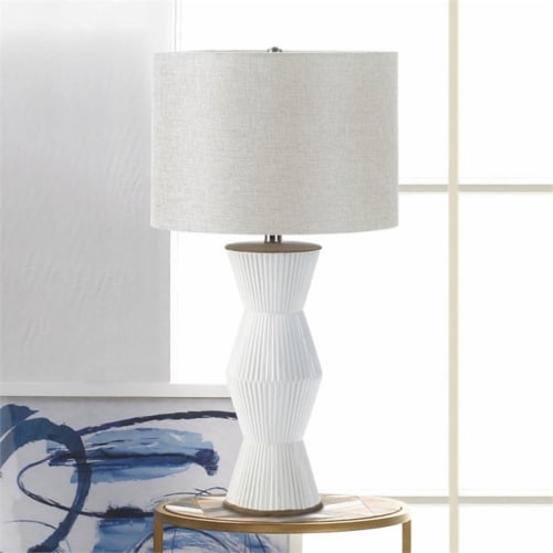 Zingz & Thingz Nikki Chu Gable Ridges Ceramic Table Lamp in White Perspective: back