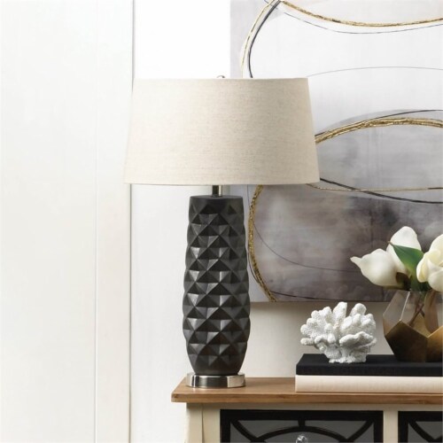 Zingz & Thingz Nikki Chu Tao Charcoal Prism Ceramic Table Lamp in Black Perspective: back