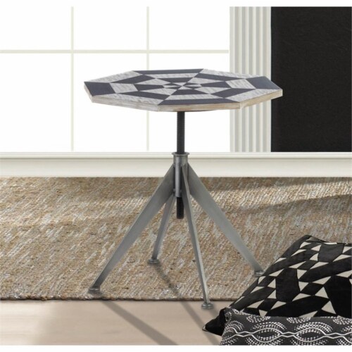 Zingz & Thingz Nikki Chu Wooden Checker Side Table in Black and White Perspective: back