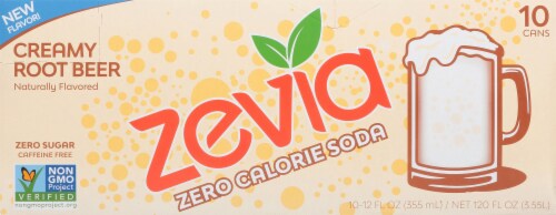 Zevia Zero Calorie Creamy Root Beer Soda Perspective: back