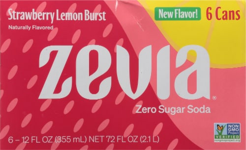 Zevia® Strawberry Lemon Burst Zero Sugar Soda Cans Perspective: back