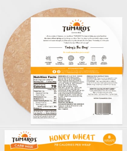 Tumaro's™ Honey Wheat Tortillas Perspective: back