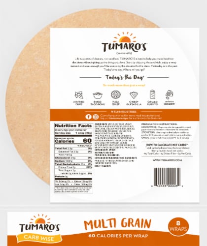 Tumaro's™ Low Carb Multi Grain Tortillas Perspective: back