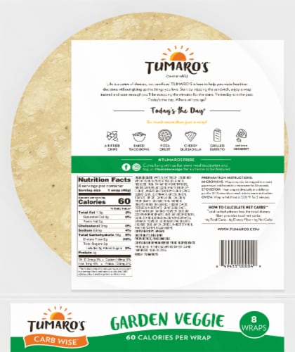 Tumaro's™ Low Carb Garden Vegetable Tortilla Wraps Perspective: back