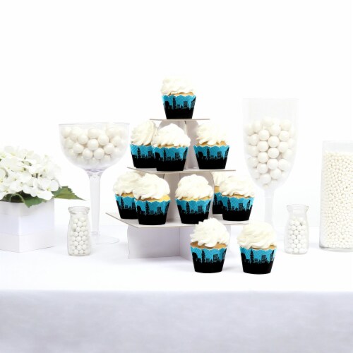 Big Dot of Happiness Bam Superhero Baby Shower or Birthday Party Decor Cupcake Wrappers 12 Ct Perspective: back