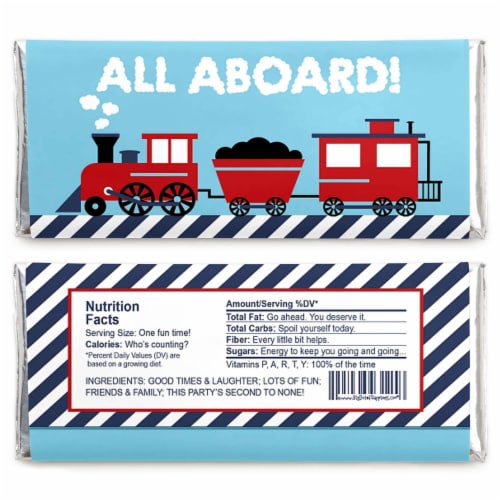 Big Dot of Happiness Railroad Party Crossing - Candy Bar Wrapper Party Favors - 24 Ct Perspective: back