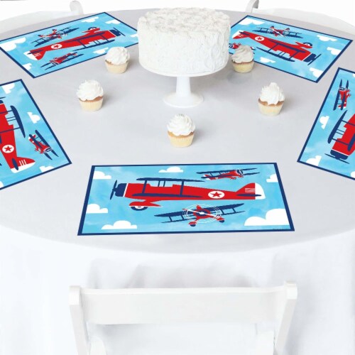Big Dot of Happiness Taking Flight Airplane - Party Table Decor - Plane Party Placemats 16 Ct Perspective: back