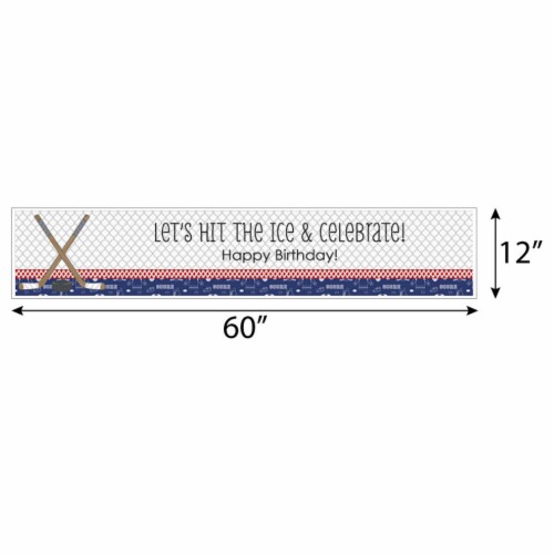 Big Dot of Happiness Shoots and Scores - Hockey - Happy Birthday Decorations Party Banner Perspective: back