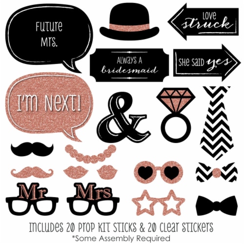 Big Dot of Happiness Rose Gold Bridal Shower Photo Booth Props